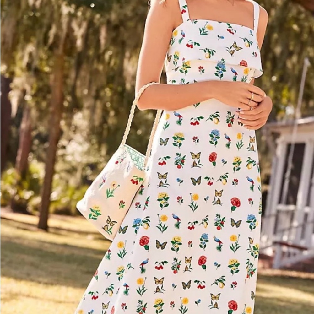 Ann Taylor braided rope handle floral bag
